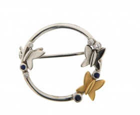 18ct Yellow and White Gold Butterfly Brooch
