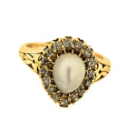 Vintage Diamond and Pearl Cluster Ring