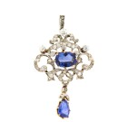 Antique Sapphire & Diamond Brooch Pendant