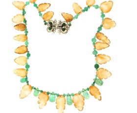 Vintage Citrine & Emerald Necklace