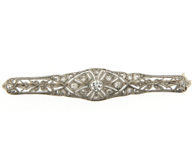 Vintage Diamond Set White Metal Brooch