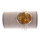 Contemporary Silver Amber Bangle