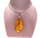 Contemporary Silver Amber Pendant