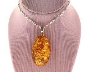 Contemporary Silver Amber Pendant