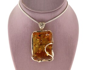 Contemporary Silver Amber Pendant