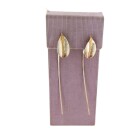 Contemporary Silver Long Stem Leaf Earrings