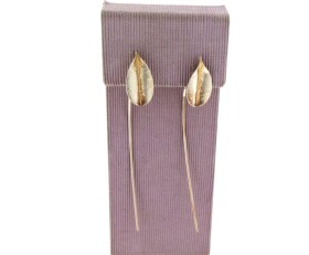 Contemporary Silver Long Stem Leaf Earrings