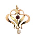 Vintage 9ct Ruby & Opal Pendant