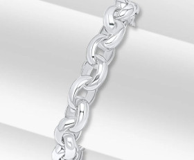 Contemporary Silver Oval Belcher Bracelet