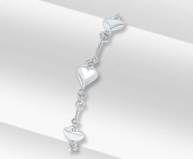 Contemporary Silver Heart Twist Bracelet