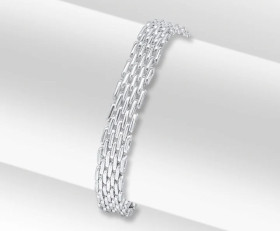 Contemporary Silver Brick Bracelet