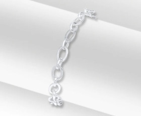 Contemporary Silver Flat Oval Bracelet