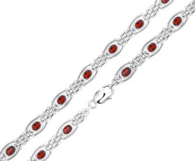 Contemporary Silver Garnet Bracelet