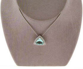 Contemporary Aquamarine Diamond Pendant and Chain