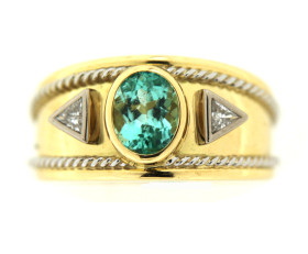 Emerald and Diamond 18ct Gold Ring