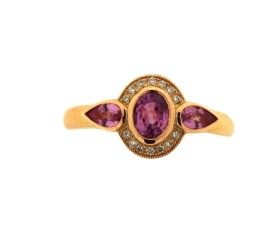 Contemporary 18ct Pink Sapphire & Diamond Ring