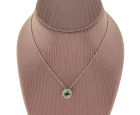 Vintage 9ct Aqua & Diamond Pendant & Chain