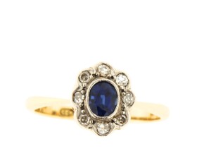 Vintage 18ct Diamond & Sapphire Ring