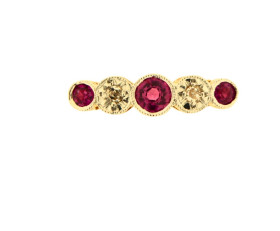 Vintage 18ct Gold & Platinum Diamond & Ruby Ring