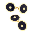 Vintage 18ct Gold Blue & White Enamel Cufflinks