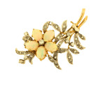 Vintage 18ct Gold Opal & Diamond Brooch