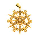 Vintage 9ct Gold Pearl Star Line Pendant
