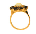 Vintage 9ct Gold Garnet & Pearl Cluster Ring