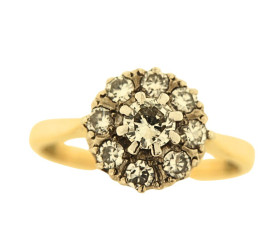 Vintage 18ct Gold & Platinum Diamond Cluster Ring