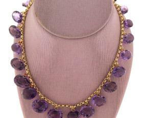 Vintage 9ct Gold Amethyst Necklace