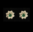 Vintage 9ct Gold Emerald & Diamond Earrings