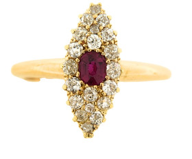 Antique 18ct Gold Ruby & Diamond Ring