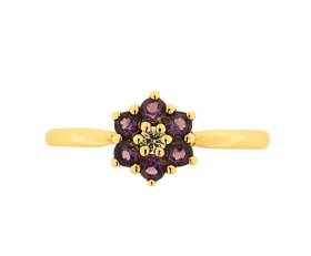 Vintage 9ct Gold Amethyst & Diamond Ring