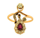 Antique 18ct Gold & Ruby Pear Shaped Ring
