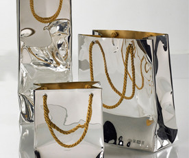Silver “Gift Bag” Vase