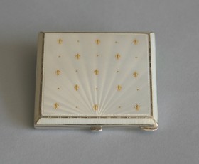 Vintage Silver & White Enamel Compact Case
