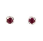 Contemporary 18ct Gold Ruby & Diamond Earrings