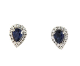 Contemporary 18ct Gold Sapphire & Diamond Earrings